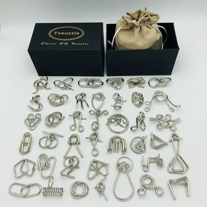 새로운 30/41/46PCS 금속 퍼즐 마인드 브레인 티저 마술 와이어 링 퍼즐 게임 완구