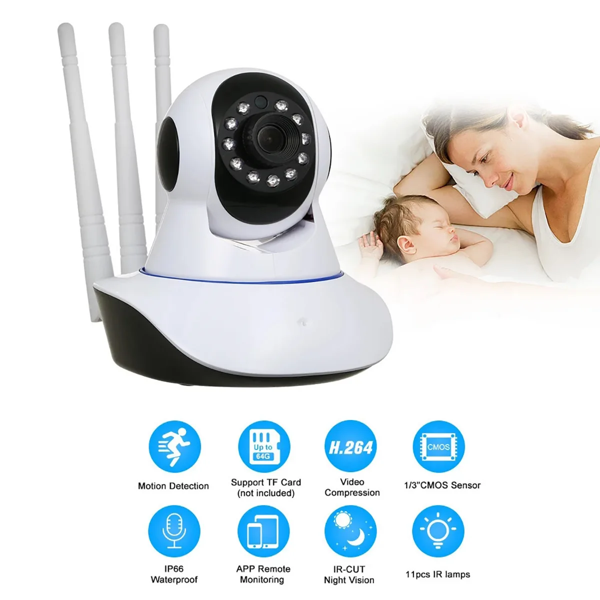 무선 PTZ IP 돔 카메라, AI 휴머노이드 감지, 가정 보안 CCTV 베이비 모니터, Yoosee, Carecam, V380 앱, 2MP, 1080P