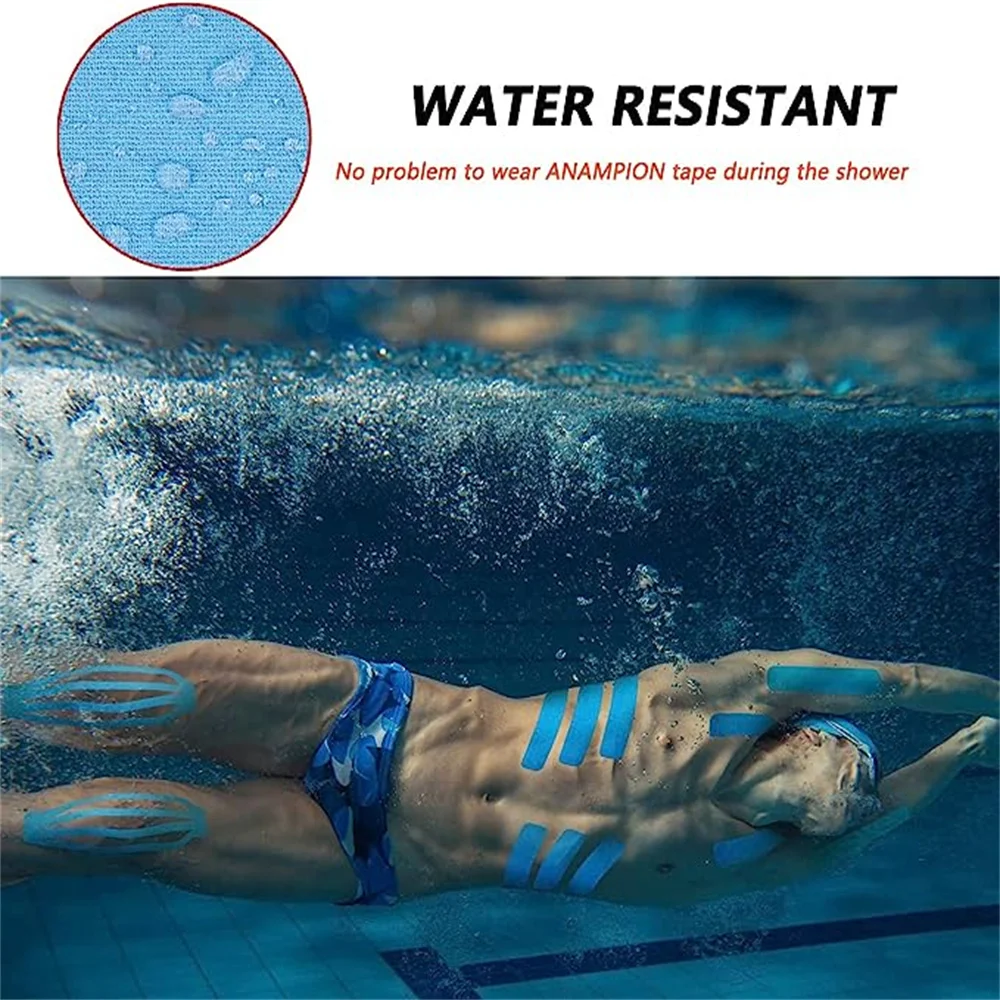 운동학 테이프 프로 운동 스포츠, 방수 탄성 운동 테이프, 근육 통증 완화, 관절 지지대, 20 개의 프리컷 스트립