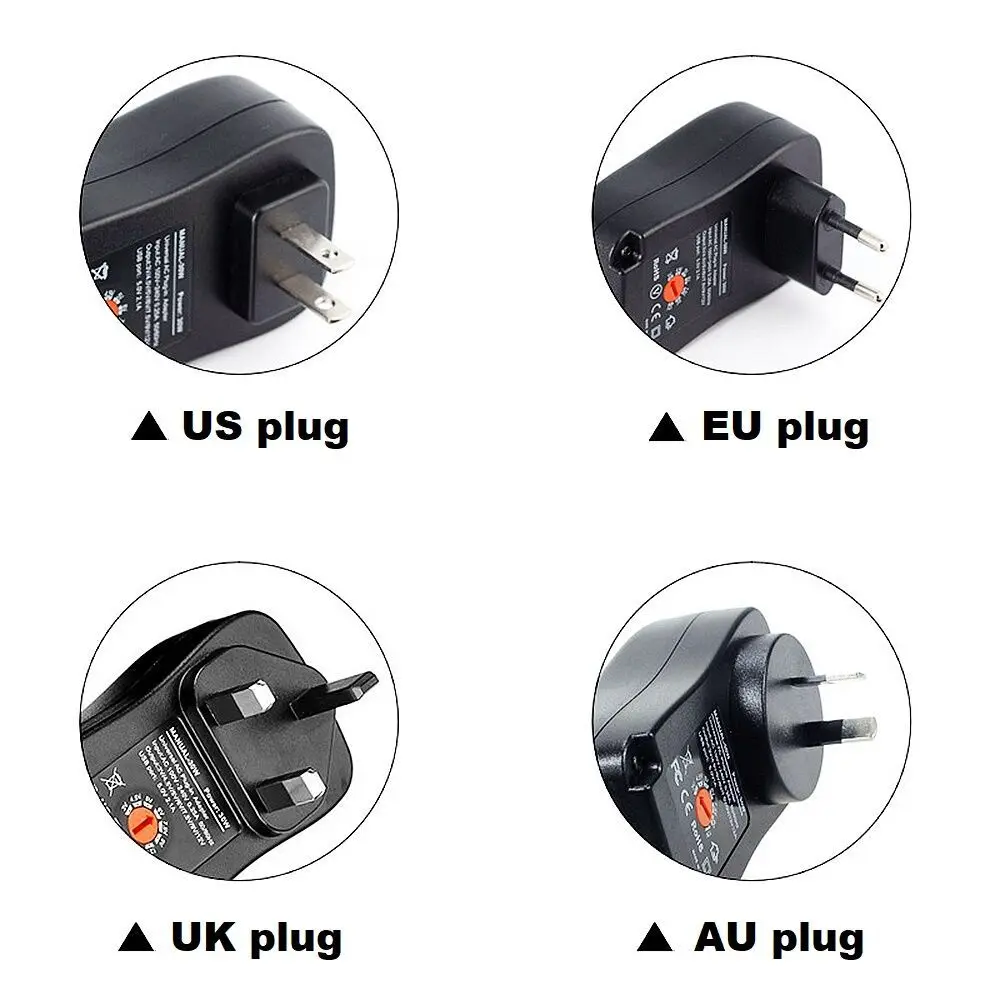 전원 어댑터, AC DC 충전기 컨버터, USB 포트, 8 개 잭, 조정 가능한 전원 공급 장치, EU, 30W, 3V, 4.5V, 5V, 6V, 7.5V, 9V, 12V