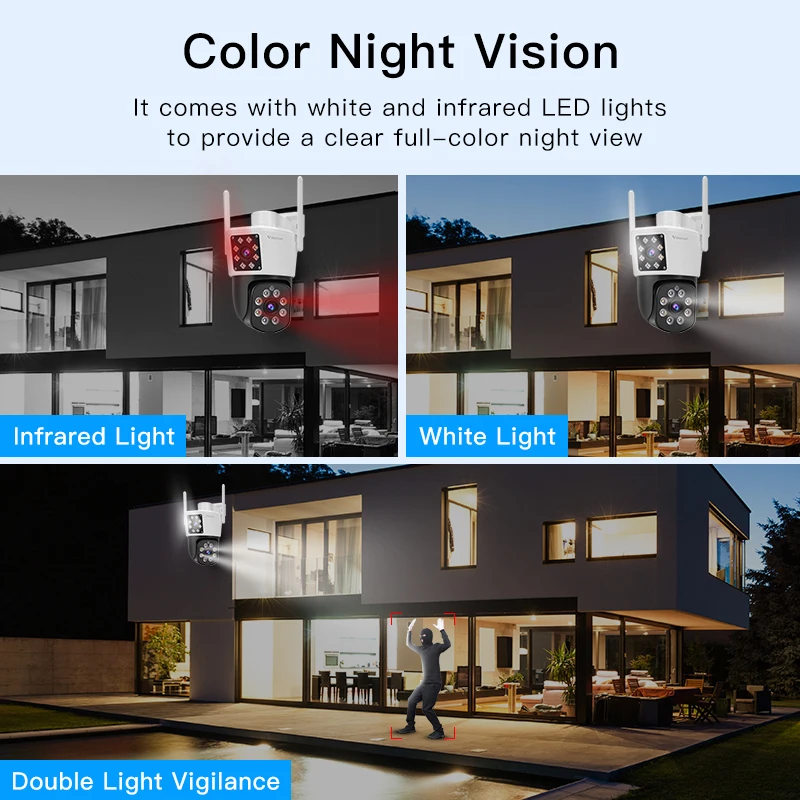 Vstarcam 듀얼 스크린 야외 보안 카메라, 4MP PTZ 와이파이 카메라, 1080P 보안 보호 CCTV 비디오 감시 IP 카메라