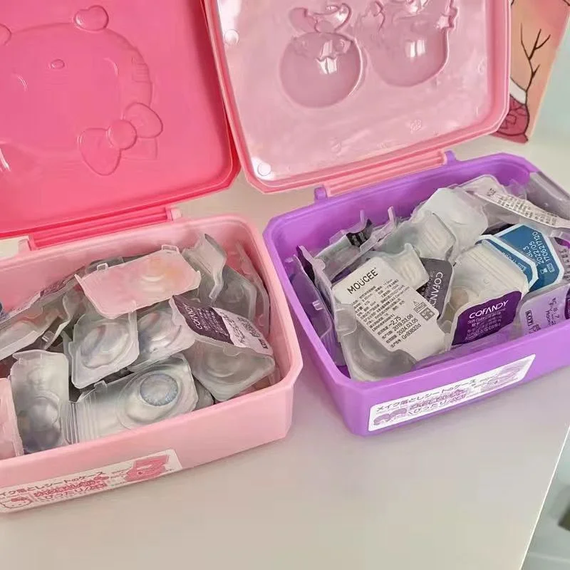 가와이 산리오스 마이 멜로디 보관함 애니메이션 KT 고양이 클램 쉘 면봉 문구 헤드피스 보관함 선물 소녀 용 장난감