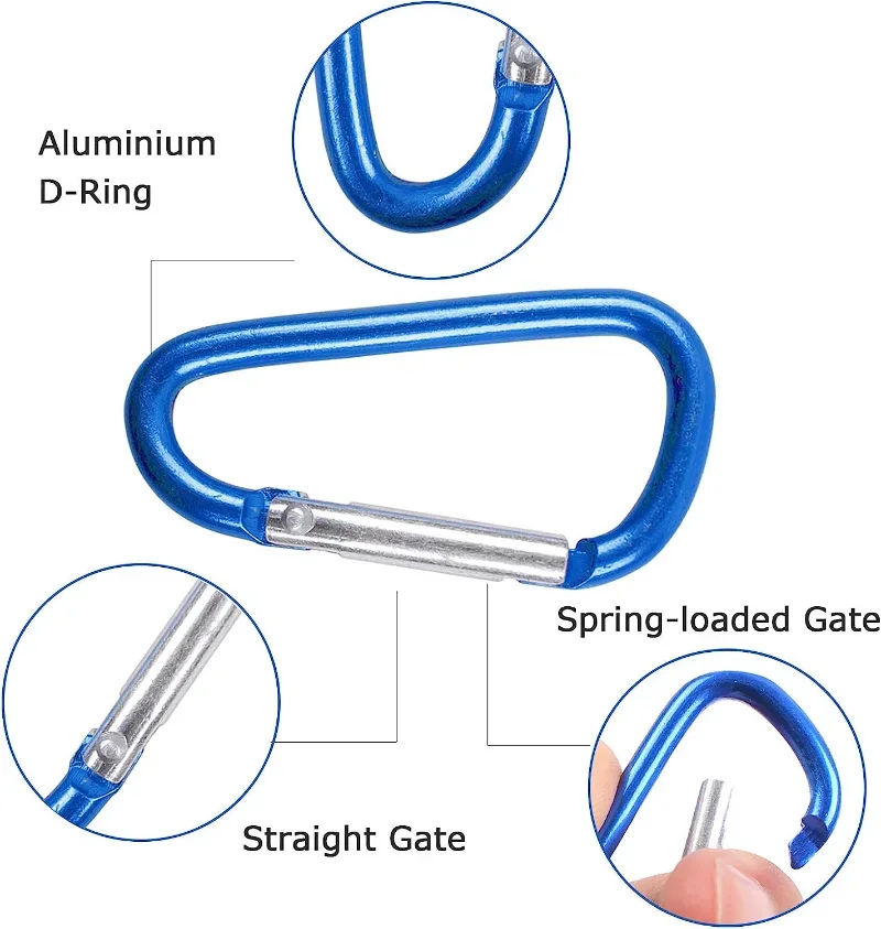다채로운 카라비너 키 체인, 알루미늄 D-링 버클, 카라비너 스냅 후크 클립 키체인, 야외 캠핑 일상 사용 도구