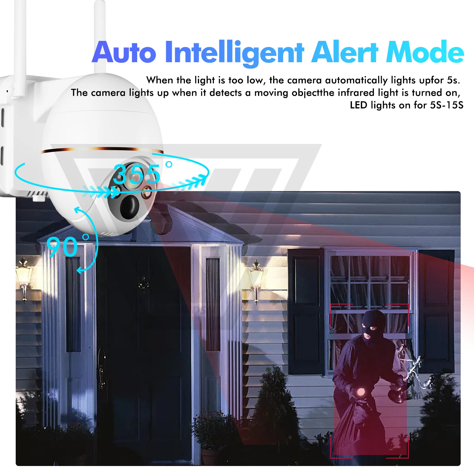 무선 PIR 인간 추적 CCTV, 야외 HD 방수, 5 배 줌, 5MP 태양광 와이파이 IP 카메라, PTZ 감시 카메라, 8000mAh 배터리