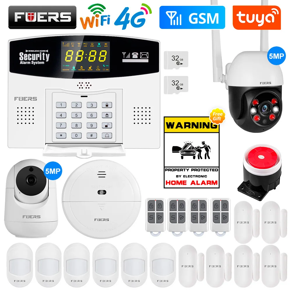 Fuers-W214 4G 와이파이 Tuya 스마트 경보 시스템, 무선 도난 GSM 스마트 홈 보안 경보 제어 LCD 디스플레이 IP 카메라 title=Fuers-W214 4G 와이파이 Tuya 스마트 경보 시스템, 무선 도난 GSM 스마트 홈 보안 경보 제어 LCD 디스플레이 IP 카메라 