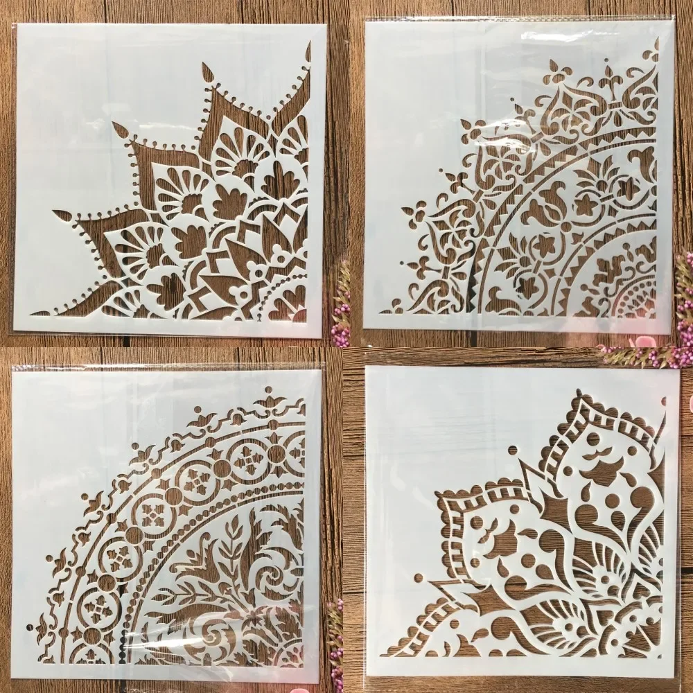 20x20cm 만다라 1/4 휠 서클 불교 DIY 레이어링 스텐실, 페인팅 스크랩북 색칠 엠보싱 앨범 장식 템플릿 title=20x20cm 만다라 1/4 휠 서클 불교 DIY 레이어링 스텐실, 페인팅 스크랩북 색칠 엠보싱 앨범 장식 템플릿 