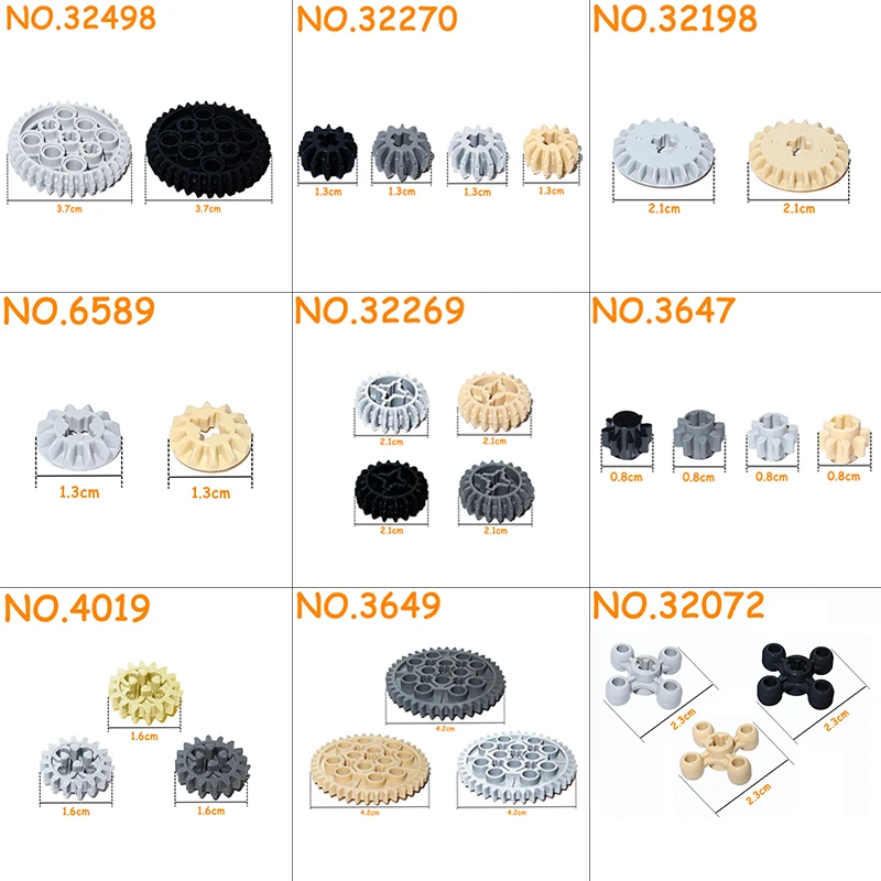 MOC 기술 부품 기어 벌크 브릭 조립 입자, DIY 하이테크 블록, 모든 브랜드 호환, 자동차 모델 액세서리