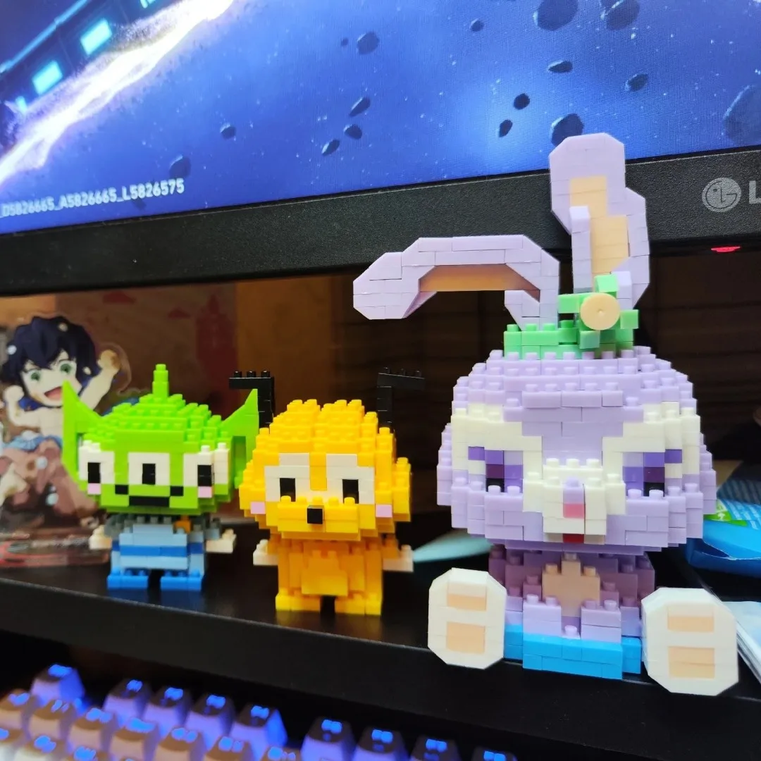 디즈니 스티치 LinaBell 헬로 키티 빌딩 블록, 공주 만화 피규어 벽돌, 어린이 조립 장난감 모델 선물, 108 스타일