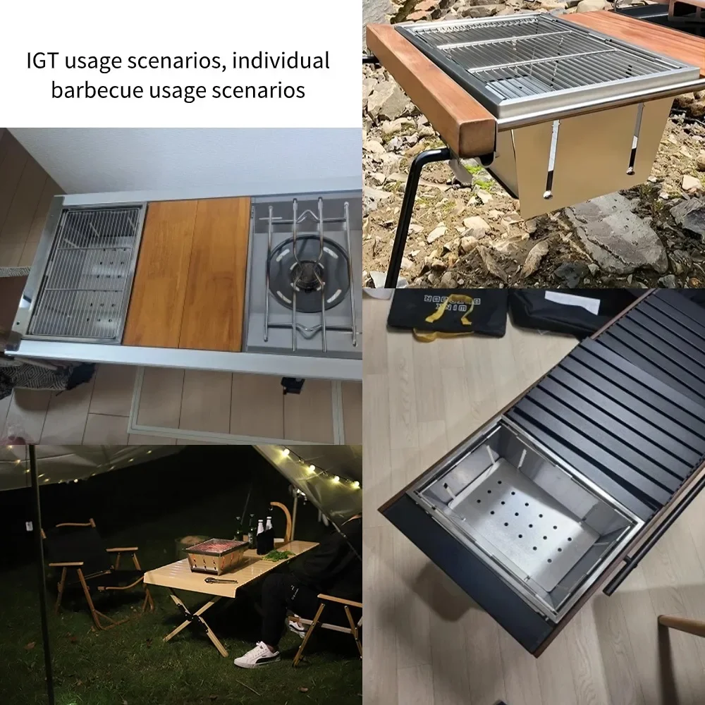 304 스테인리스 바비큐 그릴 적용, 휴대용 야외 아궁이, IGT 캠핑 데스크탑 난로, 접이식 소각대, 미니 캠핑 바비큐 난로, 가족 3-5인용 바비큐 난로, 피크닉, 야간 모닥불 소각대, 1초 개방 사용, igt 테이블 구성 요소의 구성 요소