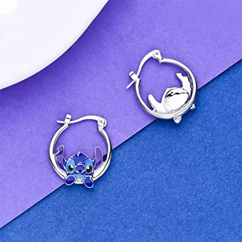 Disney Anime Lilo & Stitch Ear Pendants Kawaii Stitch Metal Earring Delicate Female Jewelry Accessories Woman Girl Gifts