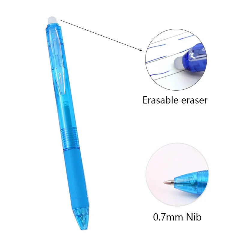 지워지는 펜 리필 0.7/0.5mm 8 색 잉크 불렛 팁 젤 펜, 사무실 및 학교 필기 문구용, 세척 가능한 핸들 막대, 8 개 세트