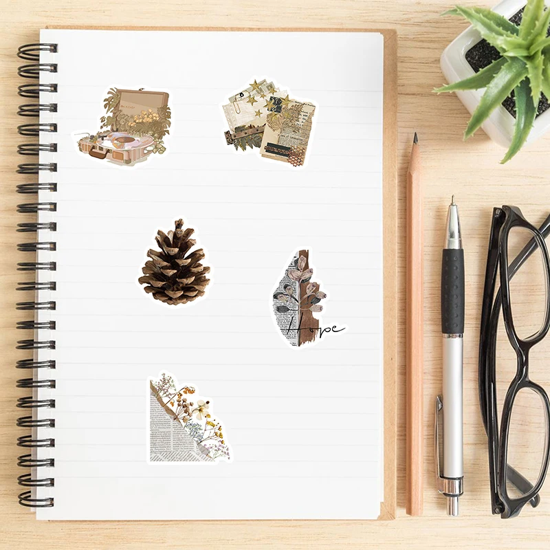 10/30/52PCS 빈티지 콜라주 PVC 낙서 스티커 미적 컬러 장식 스크랩북 DIY 어린이 전화 편지지 공급