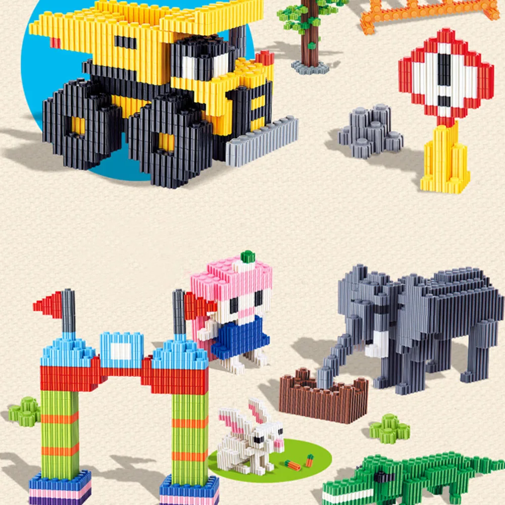 마당 500 개 15 색 DIY 미니 다이아몬드 블록 플라스틱 큐브 빌딩 블록 벽돌 교육 장난감 게임 빌딩 블록 어린이