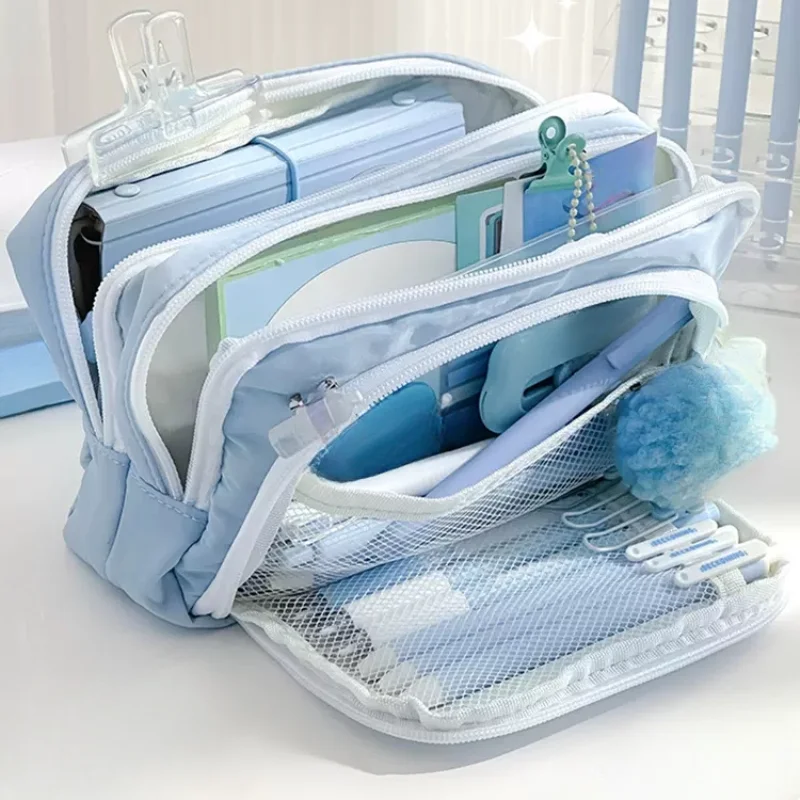 여아용 핑크 대용량 연필 가방, 미적 학교 케이스, 한국 문구 홀더 가방, 펜 케이스, 학생 학용품