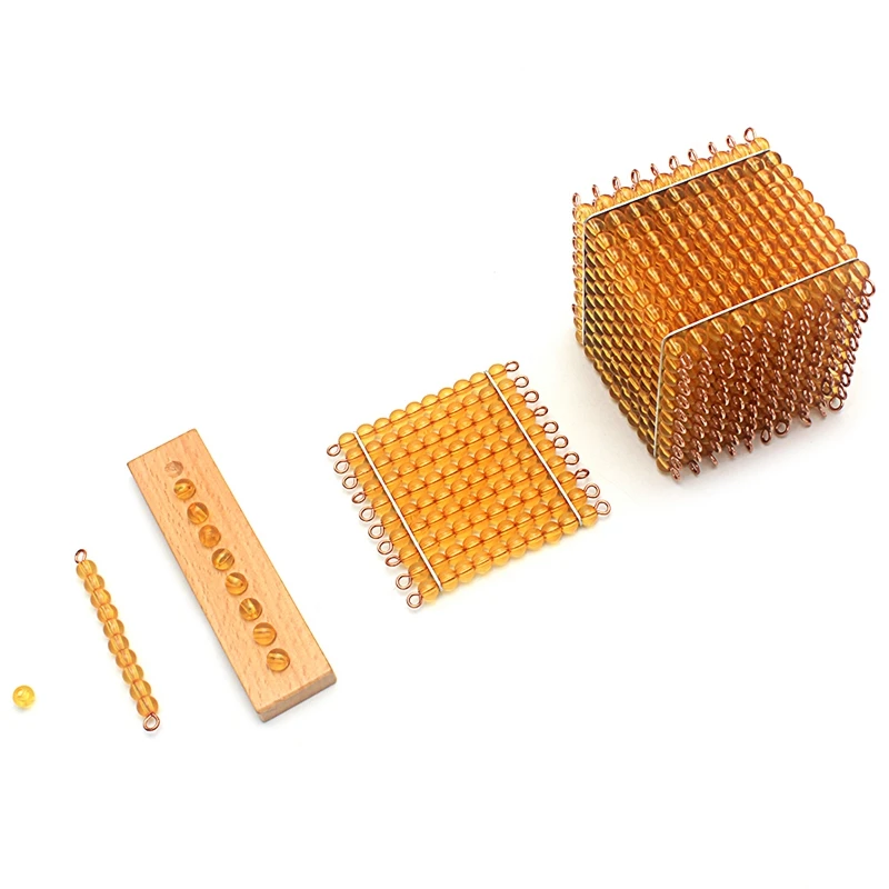 몬테소리 재료 비즈 수학 장난감 골드 비즈 기호 트레이 포함, 십진법 은행 게임 십진법 학습, 미취학 학생 선물