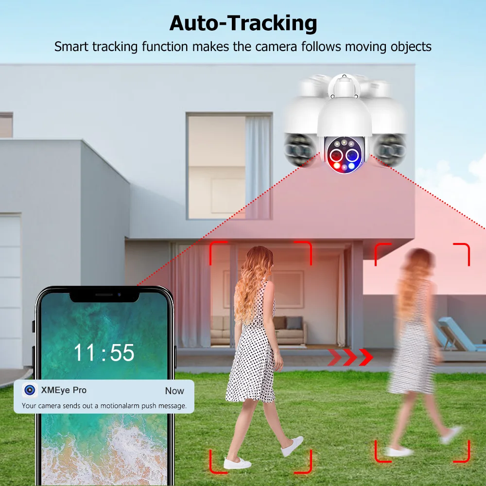 MISECU 4K PTZ 8X 하이브리드 줌, 듀얼 렌즈 POE IP 카메라, 8MP 야외 인간 감지 자동 추적 보안 카메라, 컬러 나이트, 2.8mm, 12mm