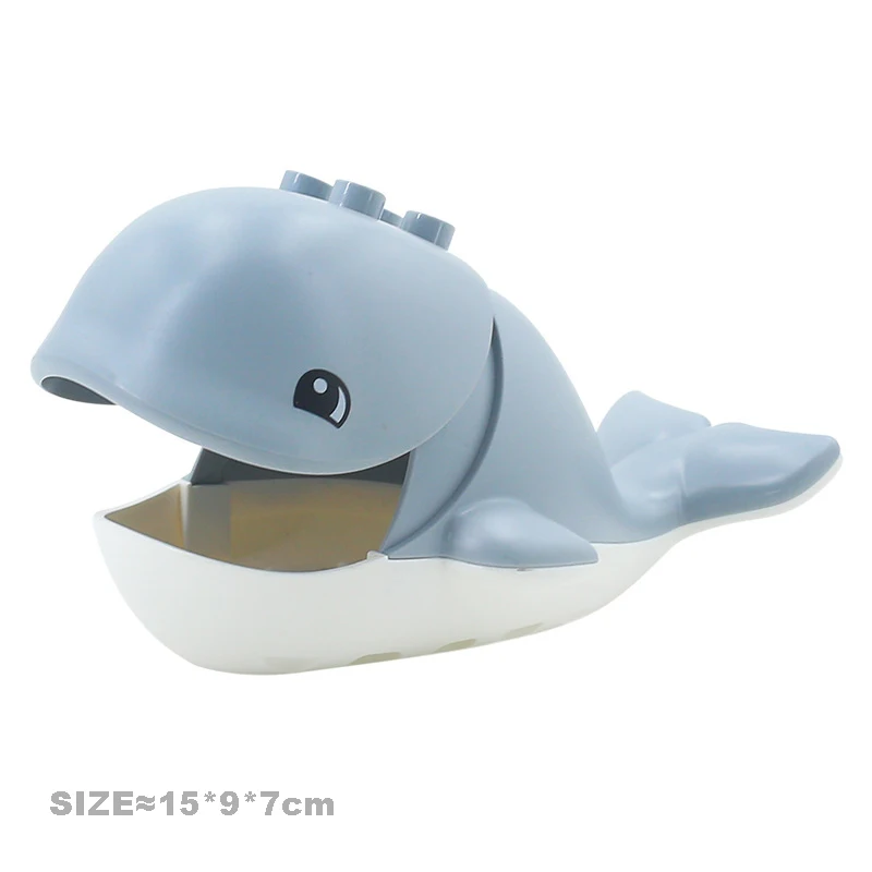 빅 사이즈 빌딩 블록 액세서리 상어 펭귄 고래 공룡 호환 벽돌 동물 대화형 교육 완구 어린이용