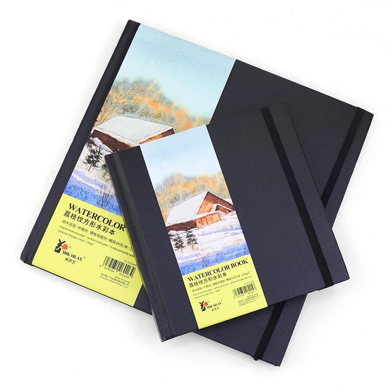 MIKAILAN 학생 아티스트용 사각형 수채화 책, 중간 굵은 곡물, 목재, 면, 수채화 종이, 미술 용품, 230g