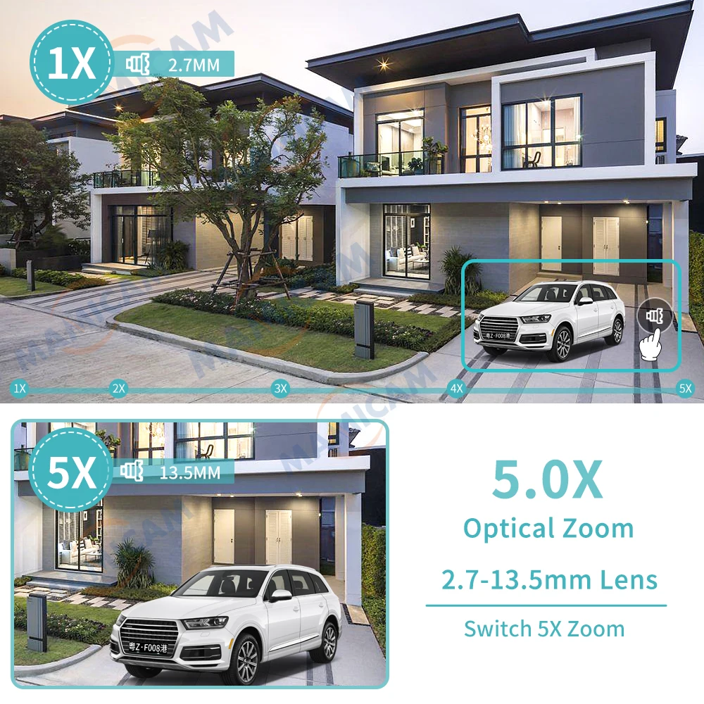 5MP 보안 보호 무선 4G SIM 카드 카메라, 야외 PTZ WIFI 비디오 감시 Onvif IR 나이트 비전 30M 2.5 인치 Camhi