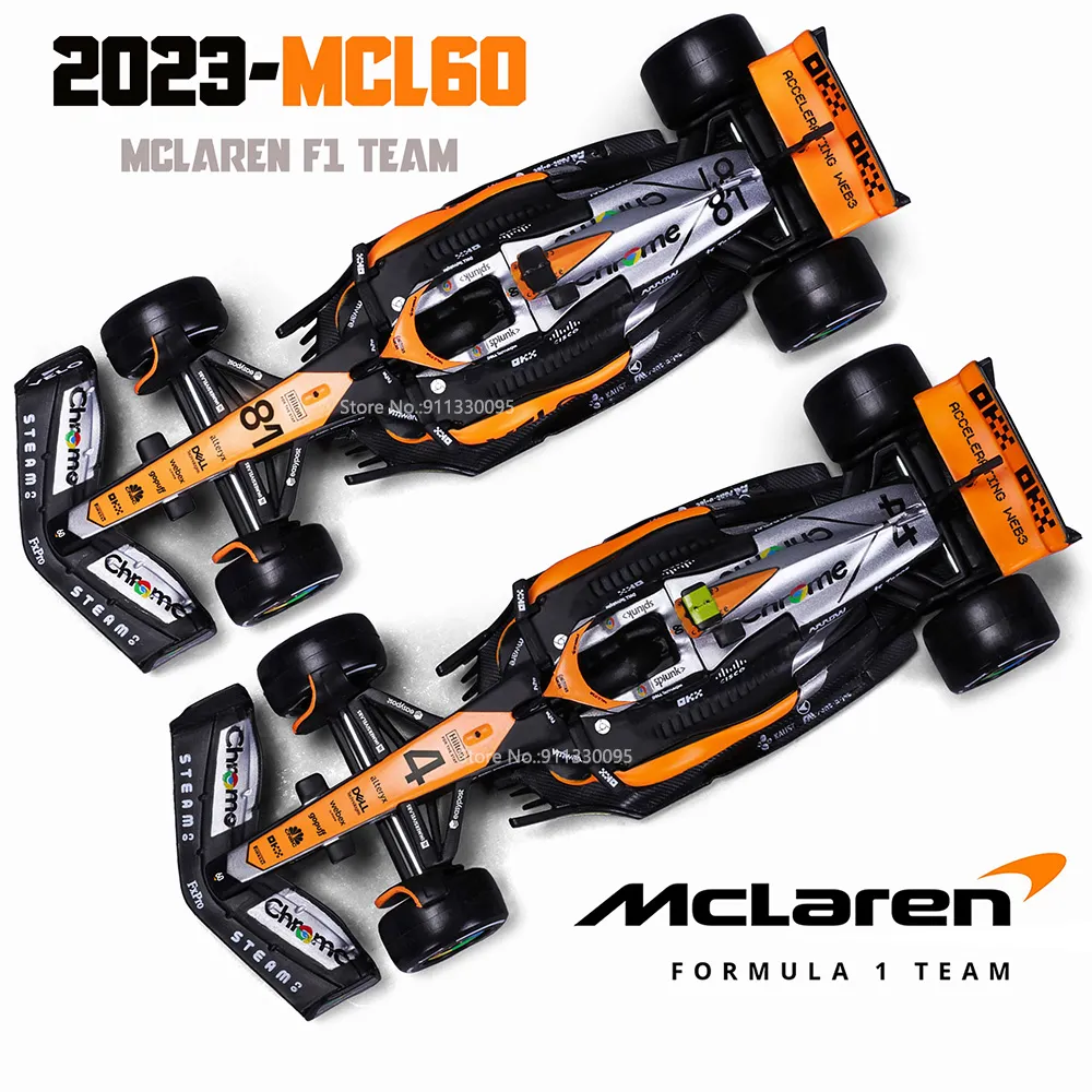 Bburago 1:43 P2 영국 GP 맥라렌 F1 MCL60 2023 #4 Lando Norris #81 오스카 피아스트리 합금 자동차 다이 캐스트 모델 장난감, 수집용 title=Bburago 1:43 P2 영국 GP 맥라렌 F1 MCL60 2023 #4 Lando Norris #81 오스카 피아스트리 합금 자동차 다이 캐스트 모델 장난감, 수집용 