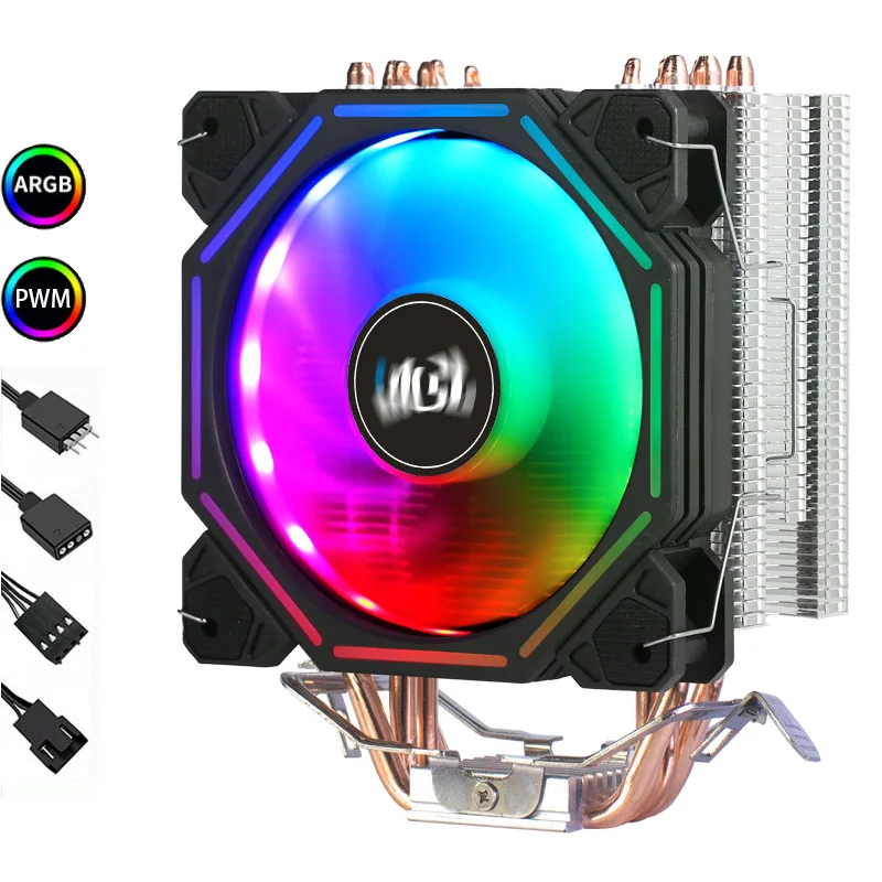 CPU 쿨러 LGA 2011 냉각 팬, RGB 120mm, 4 구리 파이프 X79 X99 마더보드, AMD3 AM4 LGA 인텔 1200 1356 1150 1155 1700 CPU 팬