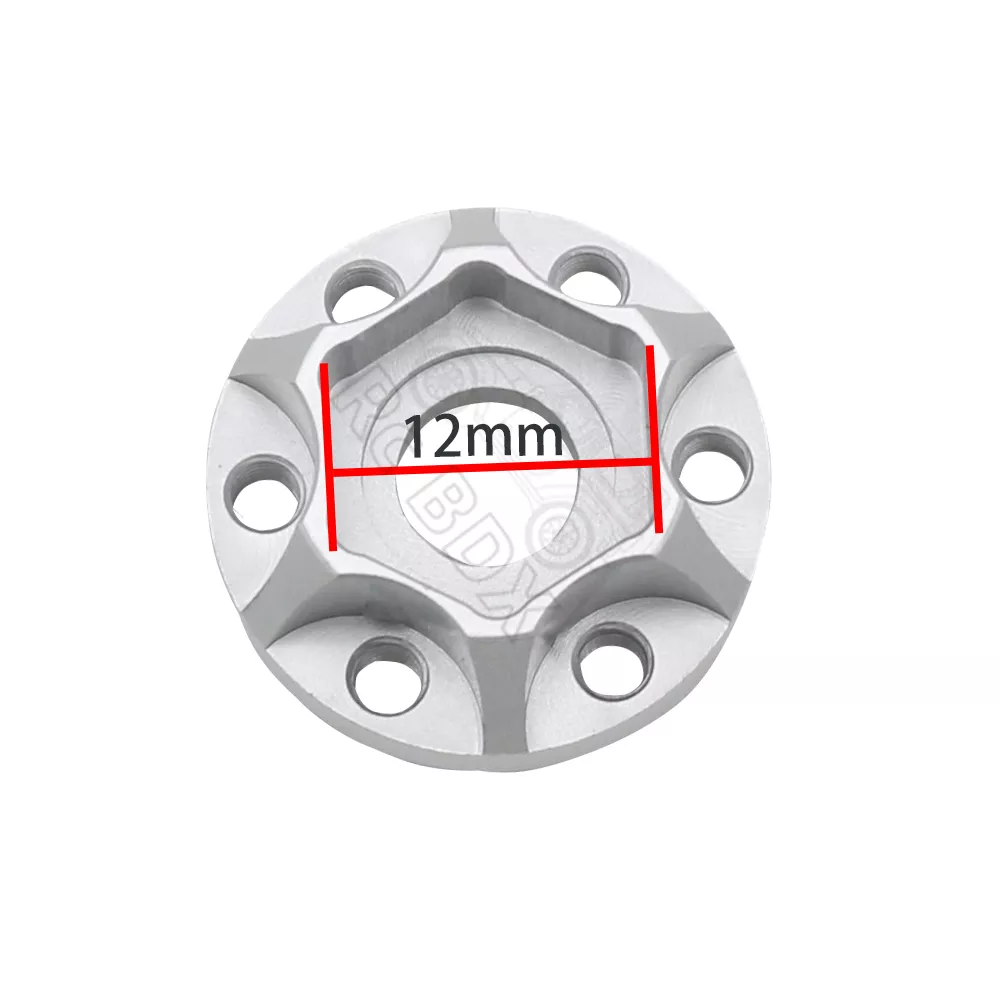 알루미늄 12mm 육각 허브 휠 확대 어댑터 2 개, 1.9 2.2 인치 휠 림 축 SCX10 RBX10 Yeti Wraith 90056 TRX4 TRX6
