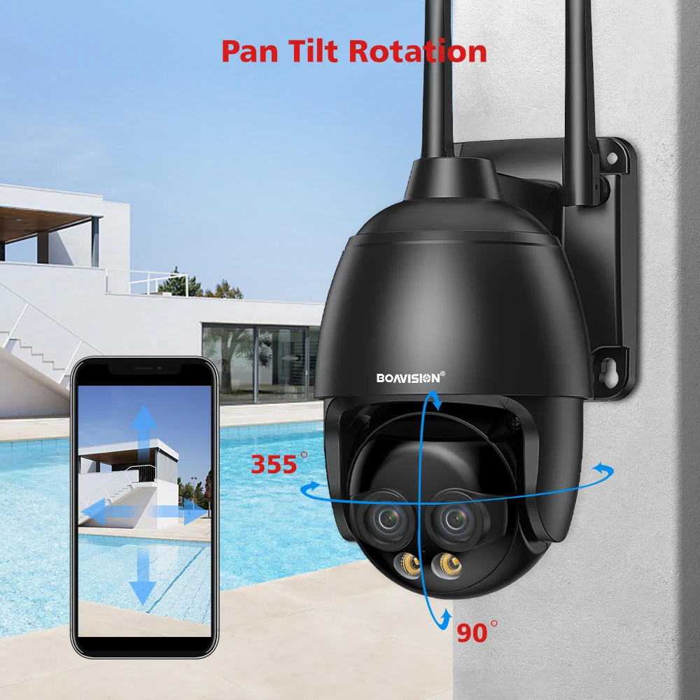 AI 휴머노이드 감지 자동 추적 듀얼 렌즈 카메라, HD 8MP 와이파이, 4G SIM 카드, POE 감시 카메라, 10X 디지털 줌, 2.8mm, 8mm