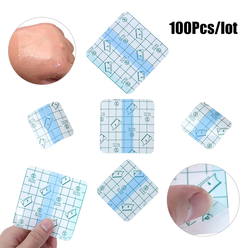 의료용 투명 접착 테이프, PU 항 알레르기 약용 상처 드레싱, 고정 테이프, 석고 방수, 100 개, 50 개