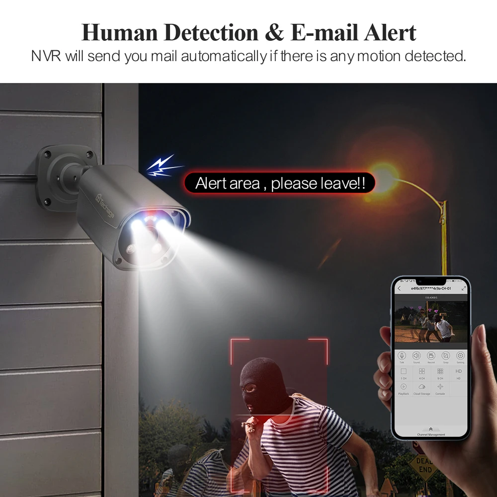 Techage-4K 보안 카메라 시스템 울트라 HD 8MP POE NVR 양방향 오디오 얼굴 감지 컬러 나이트 비전 CCTV 비디오 감시 세트, 감시카메라 씨씨티비