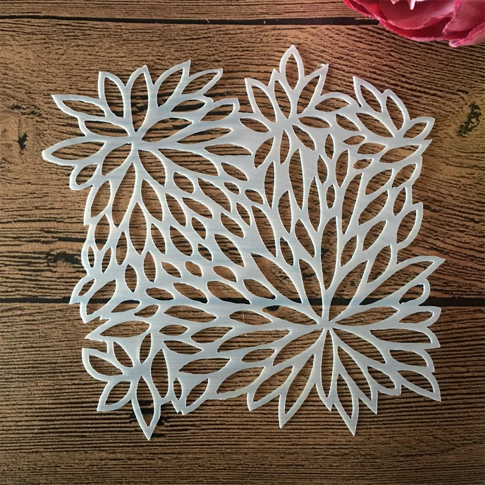 8 개/대 13x13cm 꽃 잎 장미 매화 DIY 레이어링 스텐실 페인팅 스크랩북 색칠 엠보싱 앨범 장식 템플릿