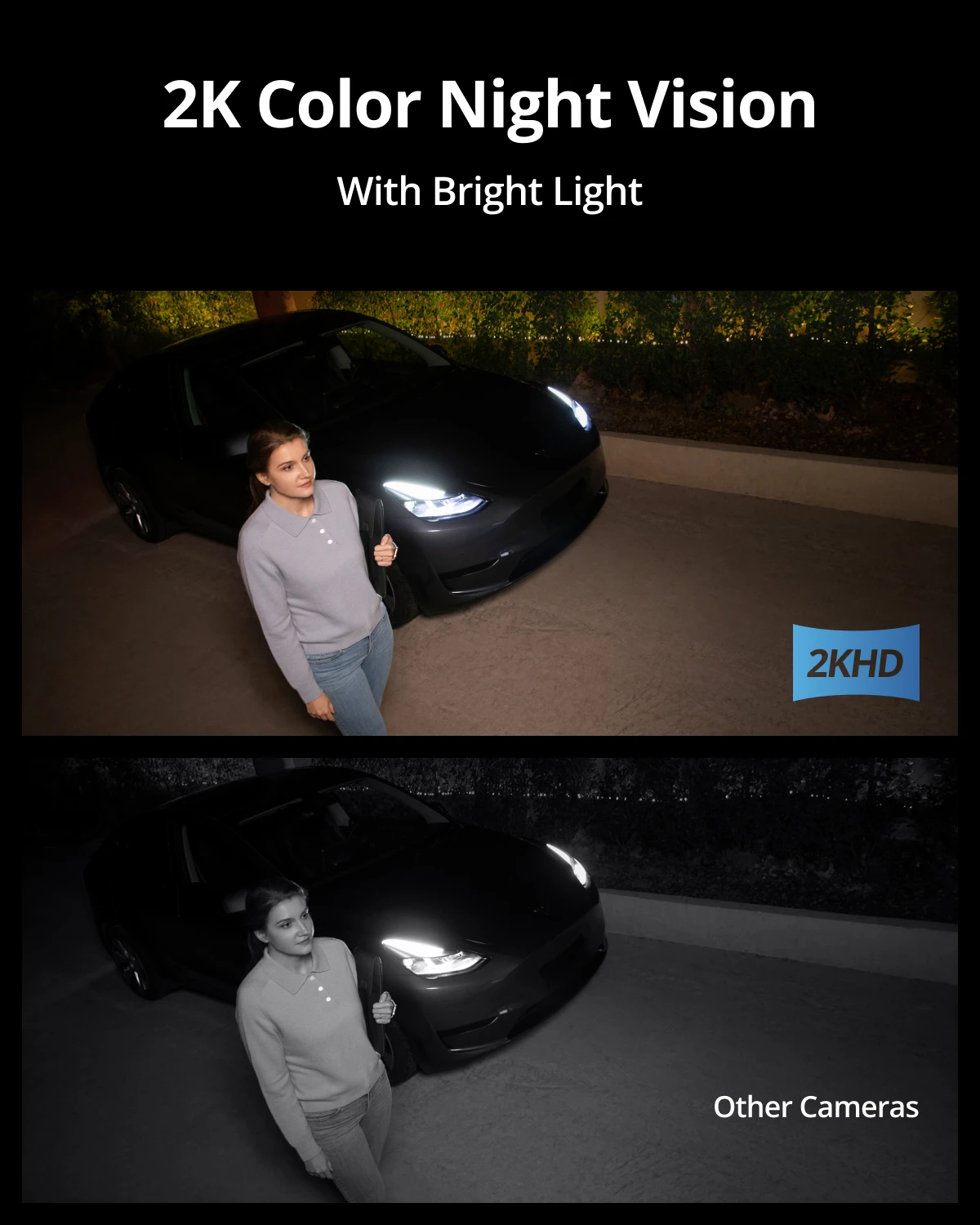 Eufy 보안 유선 벽 라이트 캠 보안 카메라, 야외 2K 카메라, 1200 루멘 모션 활성화 라이트 컬러 야간 투시경, S100