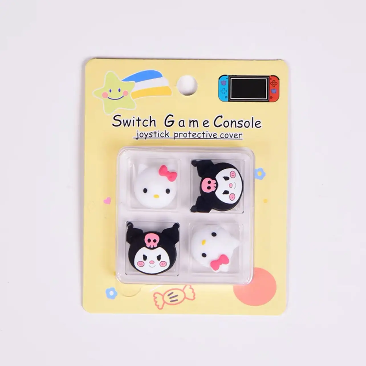 포켓몬 피카츄 커비 헬로 키티 쿠로미 엄지 스틱 그립 캡 조이스틱, 닌텐도 스위치 NS 라이트 Oled 조이콘 컨트롤러용, 4 개