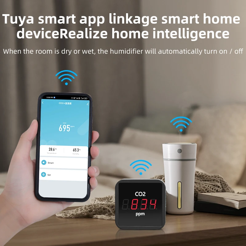 Tuya-ZigBee 온도 습도 모니터 NDIR 이산화탄소 감지기, 온실 CO2 센서 스마트 라이프 앱