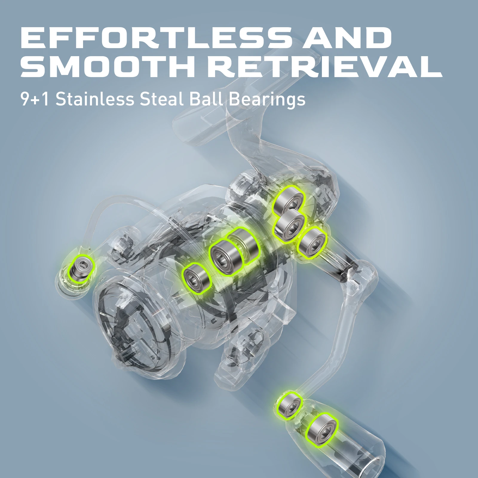 HANDING M1 스피닝 릴 내구성 흑연 릴, 최대 드래그 12kg, 스테인레스 스틸 9 + 1 BB, 다목적 피네스 민물 낚시 릴