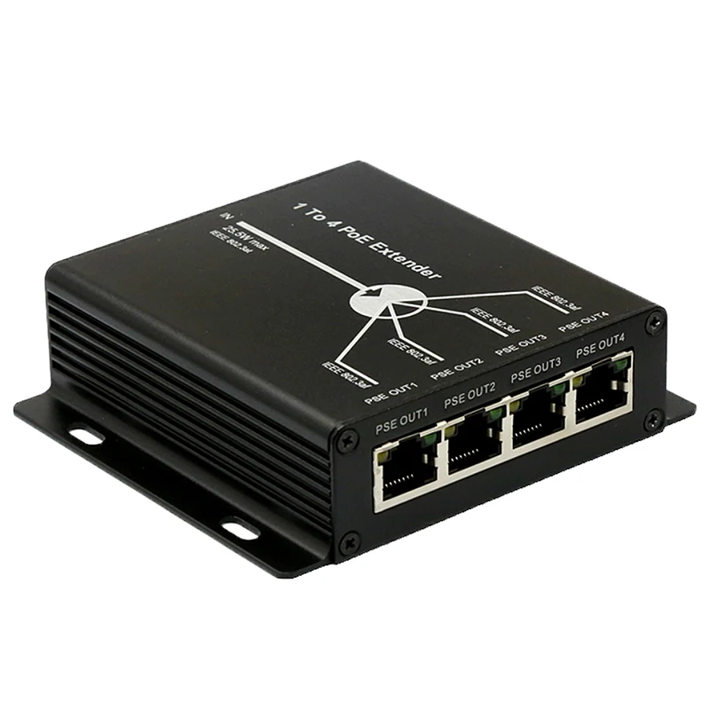 PoE 익스텐더 1 /2/ 4 포트 10/100Mbps, IEEE 802.3af 표준 입력/출력, IP 카메라용, POE 범위에서 120 미터 연장