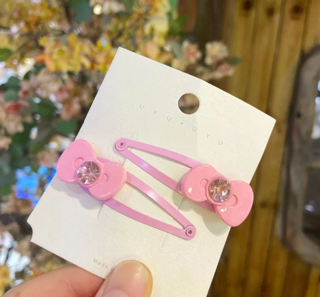 산리오스 소녀 헤어 클립, 카와이 헬로키티 만화 헤어 클립, 소녀 헤어 액세서리, 헤드웨어 앞머리 클립, 새끼 고양이 활 헤어클립 선물