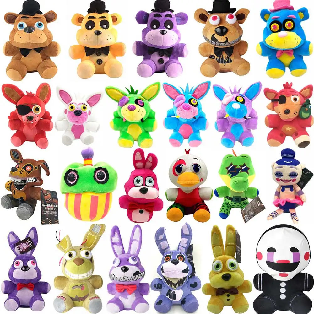 FNAF 봉제 장난감, 프레디 파즈베어 베어, 폭시 토끼, 보니, 치카, 플러시, 5 박, 18cm title=FNAF 봉제 장난감, 프레디 파즈베어 베어, 폭시 토끼, 보니, 치카, 플러시, 5 박, 18cm 