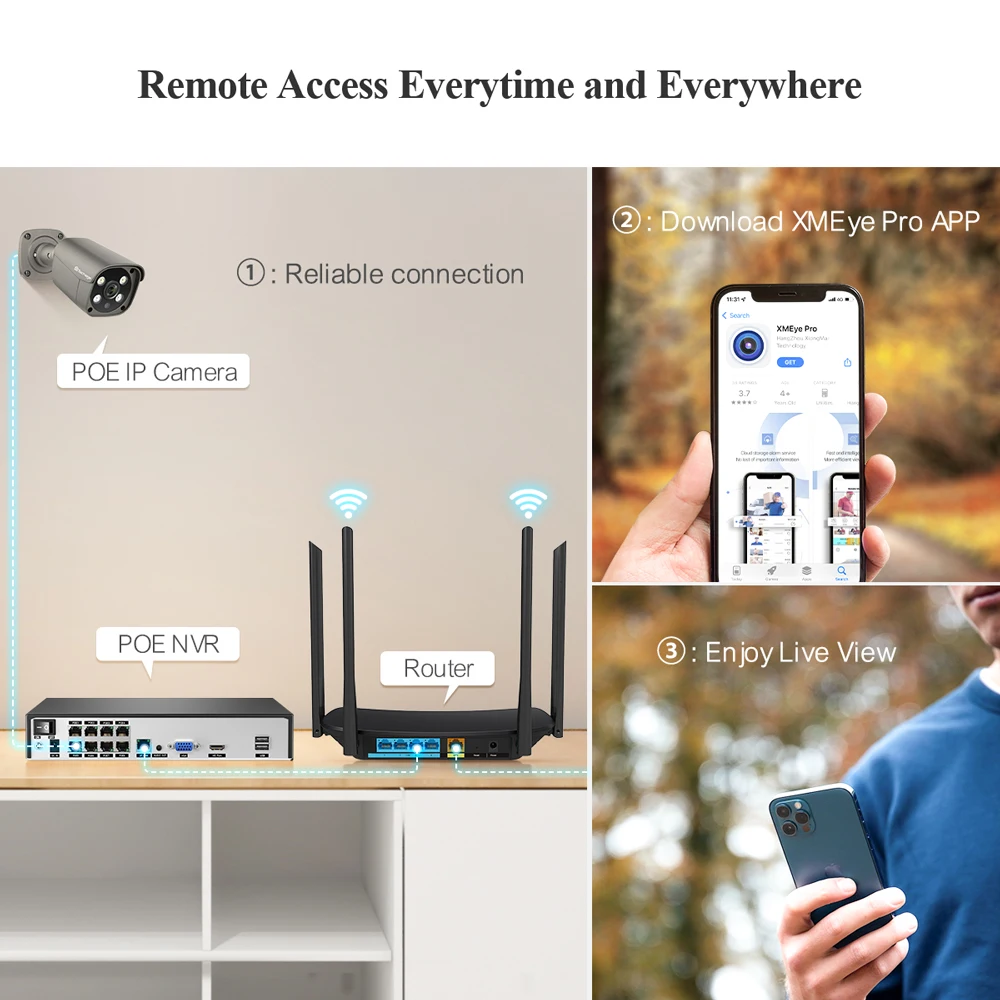 Techage H.265 8 채널 4K 2K POE NVR 보안 감시 네트워크 비디오 레코더, CCTV 시스템 POE IP 카메라 레코더, 최대 16 채널