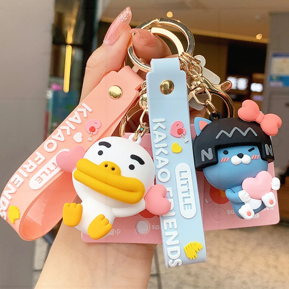 카카오 프렌즈 키체인, 한국 애니메이션 만화 피규어, Ryan Apach 자동차 키링 인형, PVC 배낭 펜던트 액세서리, 어린이 선물, 패션