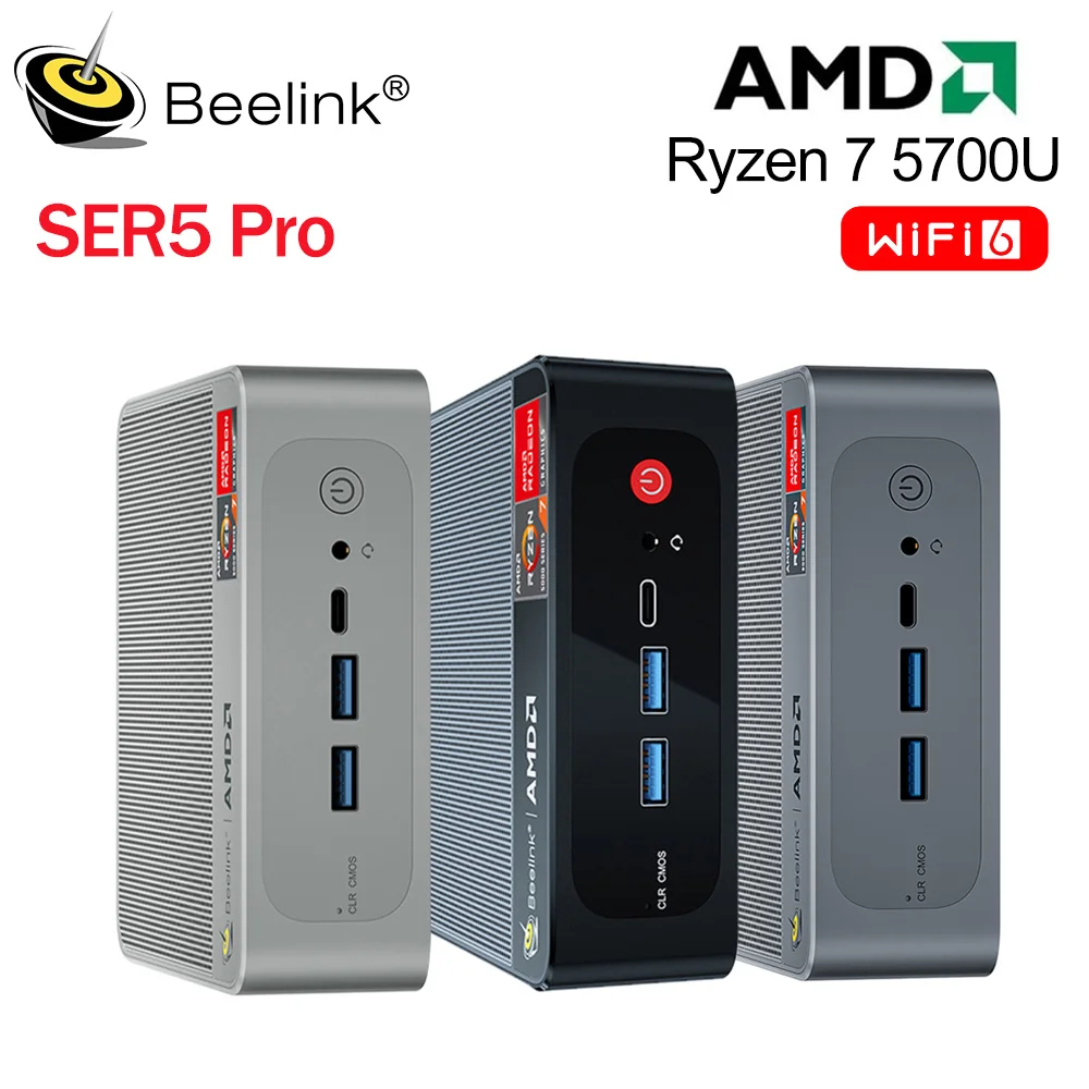 Beelink 미니 PC 게임용 미니 컴퓨터, SER5 맥스 AMD 라이젠 7 5800H DDR4 32G 500G NVME SSD SER6 프로 7735HS DDR5 SER5 프로 5700U 5500U