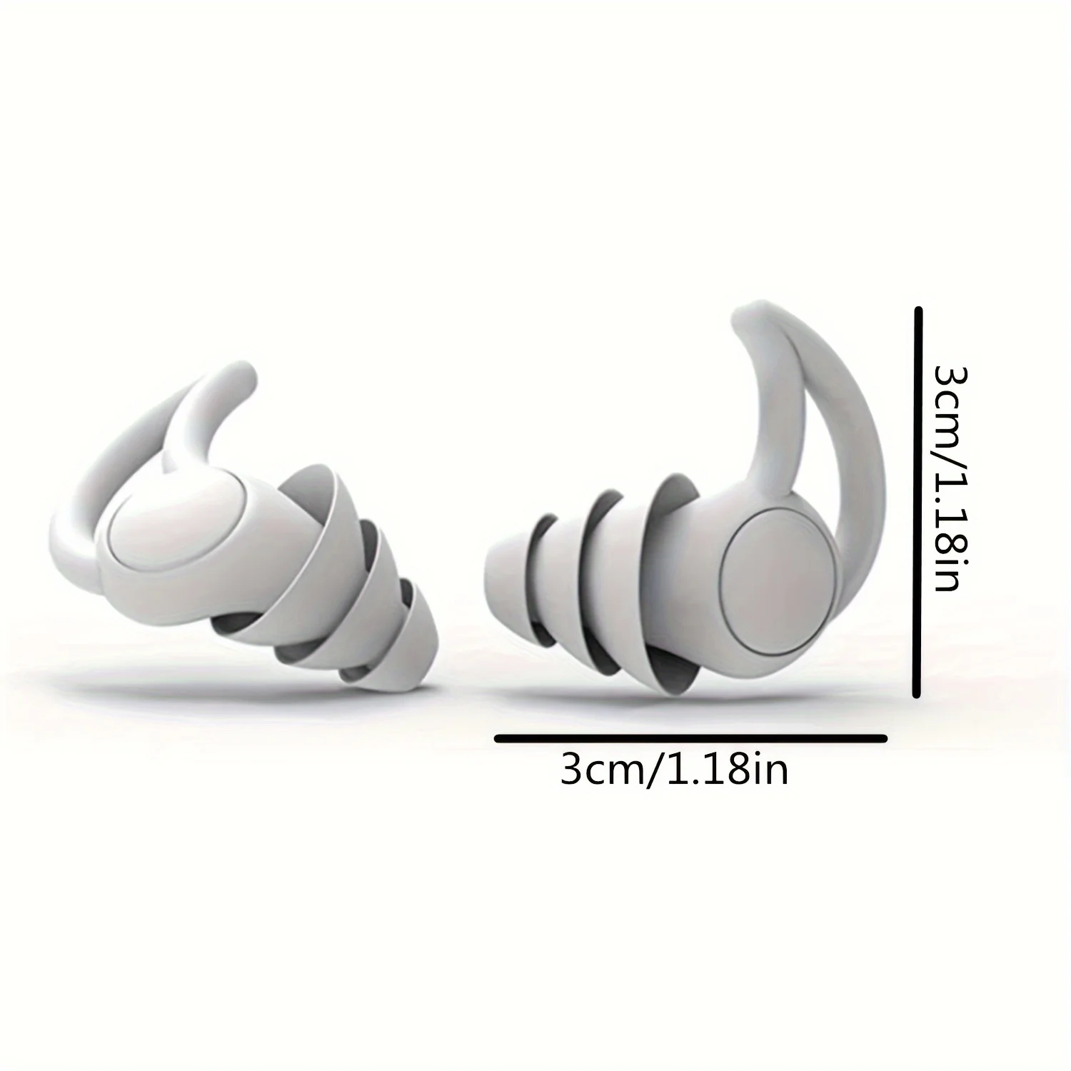 재사용 가능한 실리콘 소음 감소 차단 귀마개, 남녀공용 수영 귀마개, 수면 공부, 사무실 업무, 1 쌍, 3 층