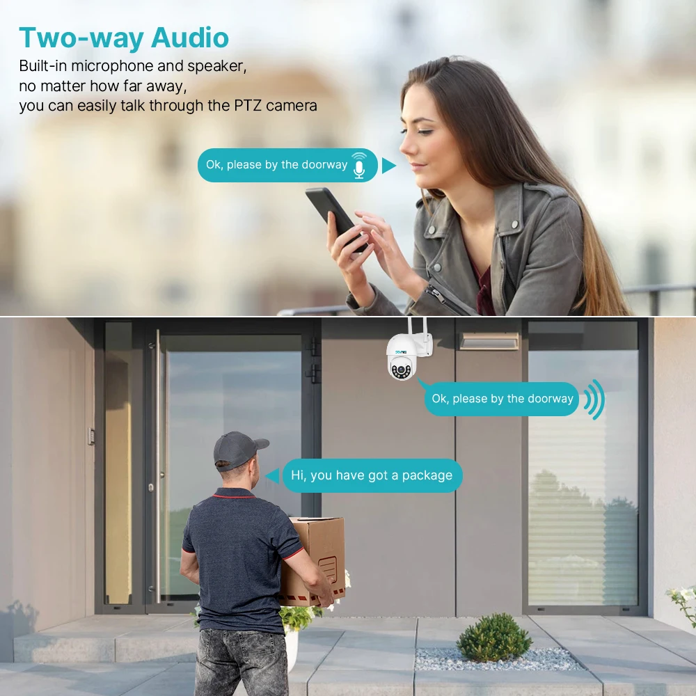 스마트 와이파이 PTZ 카메라, 5 배 디지털 줌 감시 카메라, 야간 투시경, 자동 추적 IP 카메라, 보안 보호, 4K, 8MP