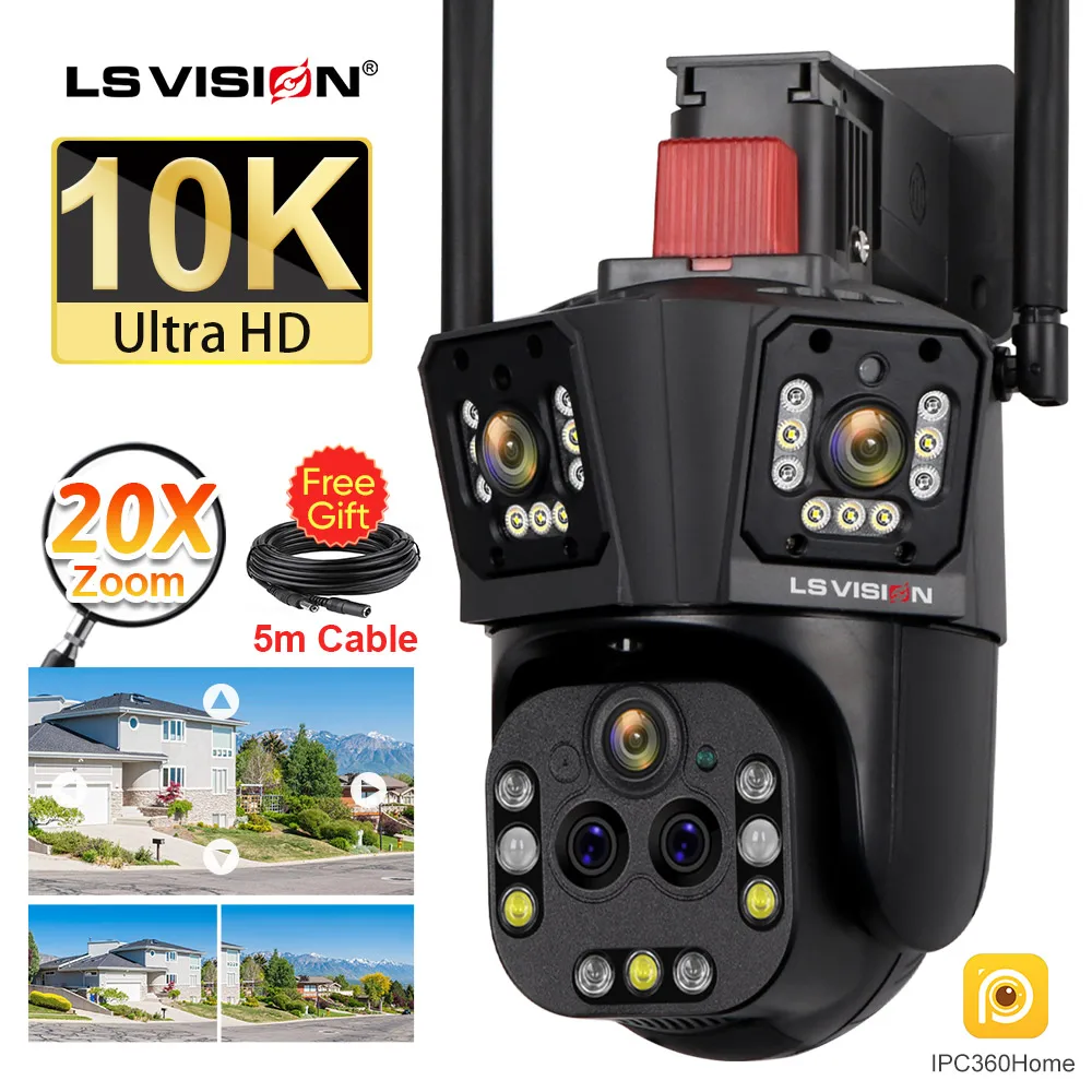 LS VISION 야외 WIFI 카메라, 양방향 대화, IP66 방수, 자동 추적 CCTV 카메라, 10K, 20X 줌, 6K, PTZ, 5 렌즈, 3 스크린 title=LS VISION 야외 WIFI 카메라, 양방향 대화, IP66 방수, 자동 추적 CCTV 카메라, 10K, 20X 줌, 6K, PTZ, 5 렌즈, 3 스크린 