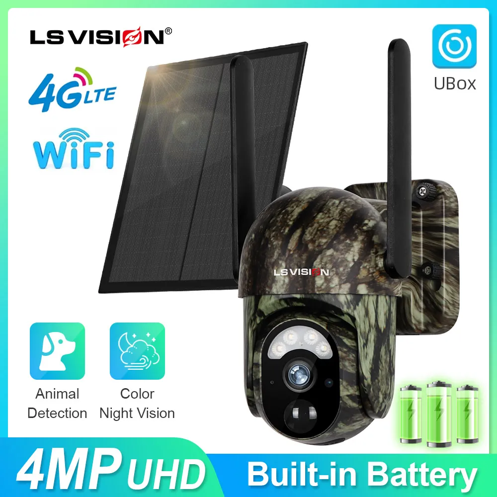 LS VISION 4G SIM 태양 보안 카메라 무선 야외 2K HD 비디오 감시 컬러 나이트 비전 인간/동물 탐지 title=LS VISION 4G SIM 태양 보안 카메라 무선 야외 2K HD 비디오 감시 컬러 나이트 비전 인간/동물 탐지 