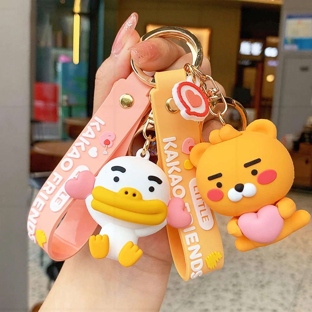 카카오 프렌즈 키체인, 한국 애니메이션 만화 피규어, Ryan Apach 자동차 키링 인형, PVC 배낭 펜던트 액세서리, 어린이 선물, 패션