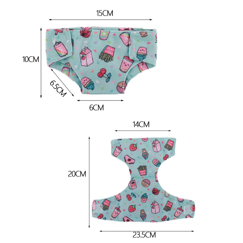 귀여운 인형 팬티, 애완 동물 팬더 프린트, 18 인치 미국 인형 소녀 및 43cm 아기 다시 태어난, 우리 세대, 인형 옷