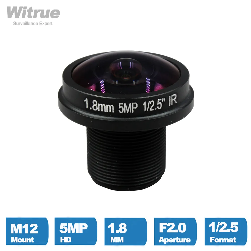 Witrue CCTV 렌즈, 감시 보안 카메라용, HD 5MP 어안 1.8mm, M12, 180 도 광시야각, F2.0, 1/2 인치 title=Witrue CCTV 렌즈, 감시 보안 카메라용, HD 5MP 어안 1.8mm, M12, 180 도 광시야각, F2.0, 1/2 인치