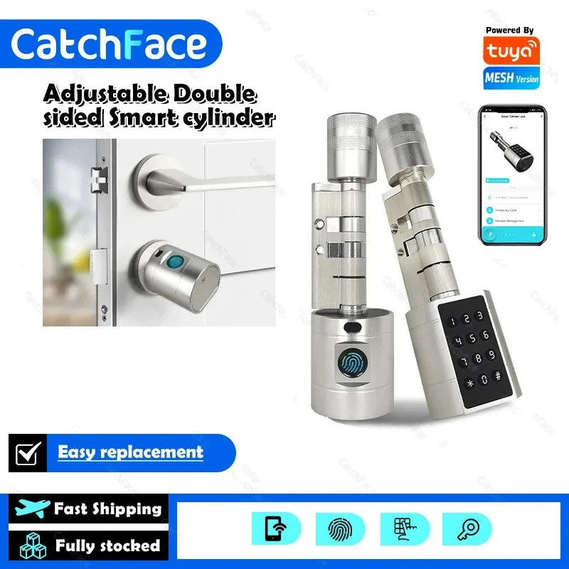 Catchfcae 전자 스마트 도어락 디지털 키패드, 키리스 코드, 조절 가능한 교체품, Tuya 앱 지문 실린더, 신제품 title=Catchfcae 전자 스마트 도어락 디지털 키패드, 키리스 코드, 조절 가능한 교체품, Tuya 앱 지문 실린더, 신제품 