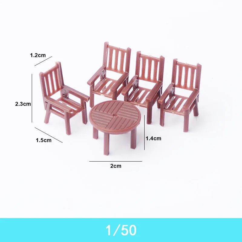 미니어처 테이블 의자 세트, 모델 체중계 1:30-75 ABS 실내 집 재료, 모래 테이블 풍경 레이아웃 디오라마 키트, 2 세트