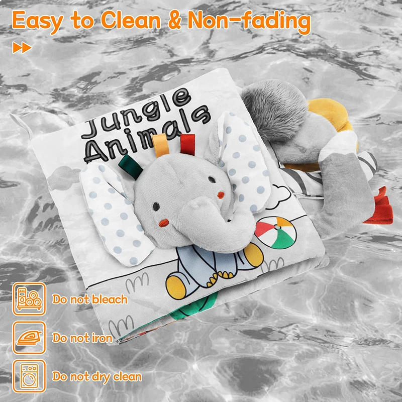 부모-자녀 상호 작용 퍼즐 원단 책, 0-12 개월 링 페이퍼, 아기 조기 학습 천 책, 인식 독서 장난감 개발